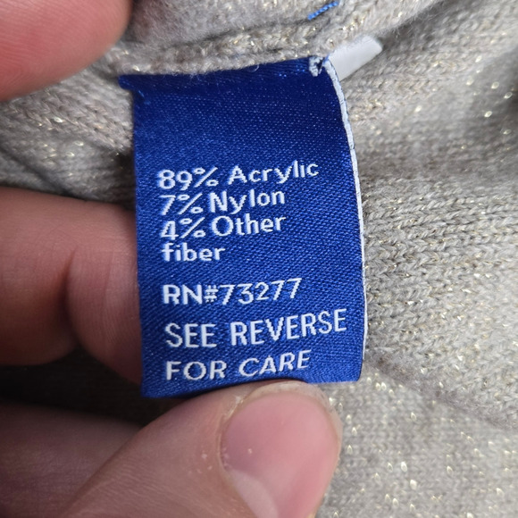 Y2K Apt 9 Light Tan Shimmer Ribbed Pullover Tunic Babydoll Sweater Size Small - Picture 6 of 7